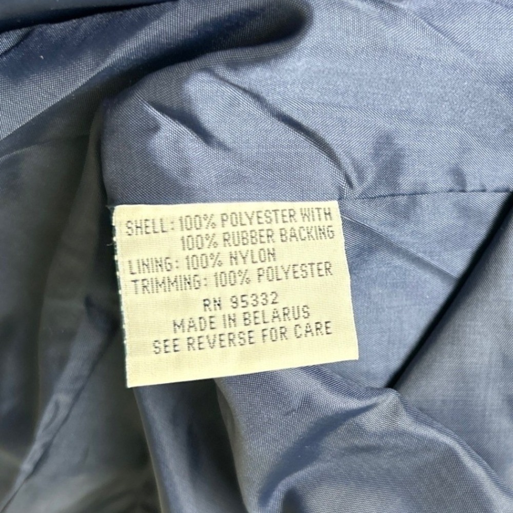 British Mist Womens Vintage Trench Coat Navy Blue Size 16 Gingham Trim Belted - Picture 9 of 10
